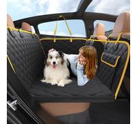 Lesure Dog Car Seat Cover for Back Seat with Hard Bottom, Pet Back Seat Extender with Supportive Egg Crate Foam, Waterproof Non-Slip Dog Hammock for Car, Truck, SUV, Black