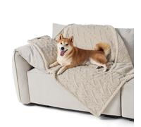 Lesure Washable Dog Blanket Sherpa - 100x120cm Waterproof Blanket for Dogs and Cats, Large Pet Throw Protects Bed and Couch Sofa with Soft Plush, Cream