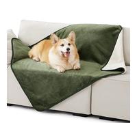 Lesure Waterproof Dog Blanket Washable - 120x100cm Fleece Blanket For Large Dogs and Pets, Pet Throw Protects Bed and Sofa with Soft Plush, Olive Green