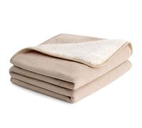 Lesure Waterproof Fleece Blanket Washable - 152x127cm Large Blanket For Kids and Large Dogs, Personalised Dog Throw Protects Bed and Sofa with Soft Plush, Cream