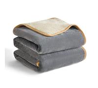 Lesure Waterproof Fleece Blanket Washable - 152x127cm Ultra Soft Grey Dog Blanket, Pet Throw Over Sofa Bed Garden, Single Throw with Soft Plush, Fit All Season