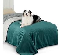 Lesure Waterproof Fleece Blanket Washable - 152x203cm Blanket For People and Large Dogs, Versatile Twin/Double Dog Throw Protects Bed and Sofa with Soft Plush, Dark Green