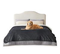 Lesure Waterproof Fleece Blanket Washable - 229x218cm Blanket For Large Dogs and Pets, Versatile Dog Throw Queen Protects Bed and Sofa with Soft Plush, Grey Black
