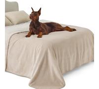 Lesure Waterproof Fleece Blanket Washable - 274x218cm Blanket For People and Large Dogs, Versatile Dog Throw King Protects Bed and Sofa with Soft Plush, Cream