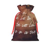 Let All You do be Done with Love Printed Christmas Drawstring Bags,S Reusable Xmas Gift Storage Bags, Red Ribbon