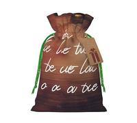 Let All You do be Done with Love Printed Christmas Drawstring Bags,S | Reusable Xmas Gift Storage Bags, Green Christmas Ribbon