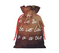 Let All You do be Done with Love Printed Christmas Drawstring Bags,S | Reusable Xmas Gift Storage Bags, Red Christmas Ribbon