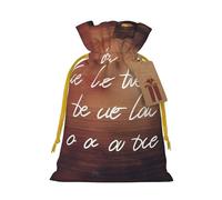 Let All You do be Done with Love Printed Christmas Drawstring Bags,S | Reusable Xmas Gift Storage Bags, Yellow Christmas Ribbon