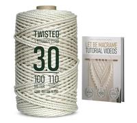 LET BE Macrame Cord 3mm x 110Yards, Easy Tutorial Videos, Premium Twisted Cotton Blend Cord Natural Color for Wall Decor, Wall Hanging Plant and Home Decor (3mm x 100m)