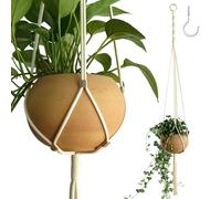 LET BE Macrame Plant Hanger Polyester Rope 42 Inch Outdoor Indoor Adjustable Hanging Planter for up to 10 Inch Plant Pot Modern Boho Home Decor (Ivory* Light Gold)