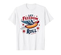 Let Freedom (Hot Dog) Roll T-Shirt, Men, White, 4XL