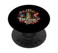 Let Freedom Ring Liberty Bell American Flag Patriotic Vinta PopSockets Adhesive PopGrip