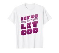 Let go and let God Lettering Christian Saying Value Graphic T-Shirt, Men, White, L