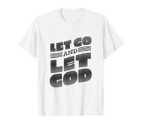 Let go and let God Lettering Christian Saying Value Graphic T-Shirt, Men, White, XL