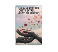 Let Go Of What You Cant Control And Feel The Weight Lift Flower Hands Wall Art, Emotional Release Decor Painting for Bedroom And Living Room Artistic Wall Mural Modern Hanging Decor Poster16x24inch(40