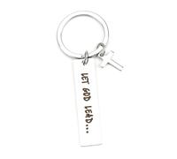 Let God Lead Keychain with Rectangular and Cross Pendants, Stainless Steel Keyring, Inspirational and Thoughtful Gifts for Friend, Women, Friend, Girlfriend, Travel or Retirement