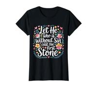 Let He Who is Without Sin Cast The First Stone |- Value Graphic T-Shirt, Women, Black, M