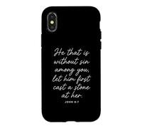 Let Him Cast The First Stone Bible Verse Scripture John 8:7 Case for iPhone X/XS
