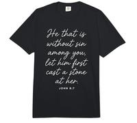 Let Him Cast The First Stone Bible Verse Scripture John 8:7 Comfort Colors Adult Heavyweight T-Shirt