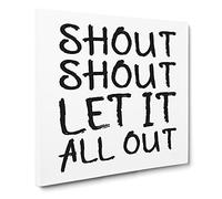 Let It All Out Modern Typography Quote Canvas Wall Art Print Ready to Hang, Framed Picture for Living Room Bedroom Home Office Décor, 14x14 Inch (35x35 cm)
