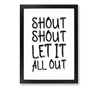 Let It All Out Typography Framed Print | A2 Black Framed Wall Art | Ready to Hang | Modern Positive Affirmations Picture | Living Room Bedroom Lounge Office