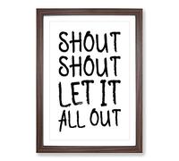 Let It All Out Typography Framed Print | A2 Walnut Framed Wall Art | Ready to Hang | Modern Positive Affirmations Picture | Living Room Bedroom Lounge Office