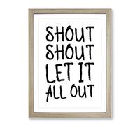 Let It All Out Typography Quote Framed Print | A3 Oak Framed Wall Art | Ready to Hang | Modern Positive Affirmations Picture | Living Room Bedroom Lounge Office