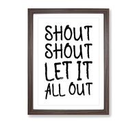 Let It All Out Typography Quote Framed Print | A3 Walnut Framed Wall Art | Ready to Hang | Modern Positive Affirmations Picture | Living Room Bedroom Lounge Office