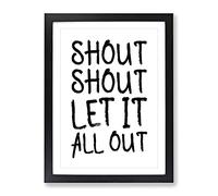 Let It All Out Typography Quote Framed Print | A4 Black Framed Wall Art | Ready to Hang | Modern Positive Affirmations Picture | Living Room Bedroom Lounge Office