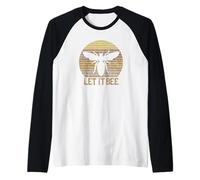 Let It Bee Hand Drawn Cute Beekeeper Line Art Wasps Raglan Baseball Tee