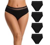 Let it flo 4PK Ladies Period Briefs - Lace- 10 - Black