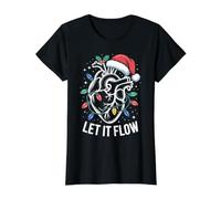 Let It Flow Anatomical Heart Christmas Design Value Graphic T-Shirt, Women, Black, L