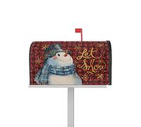 Let it Mailbox Covers Magnetic Standard Size 18.5 X 21.7 Inch Snow Christmas Snowman Snowflake Red Black Plaid Decorative Post Letter Box Wrap for Garden Yard Home Outdoor Decoration