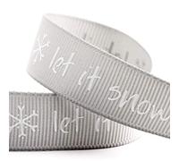 Italian Options Let it Snow Christmas Grosgrain Ribbon - 16mm x 5M - Silver
