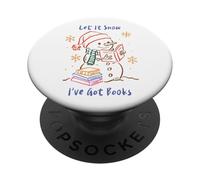 Let It Snow I’ve Got Books, Cozy Snowman Reading Winter Cute PopSockets Adhesive PopGrip
