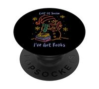 Let It Snow I’ve Got Books, Cozy Snowman Reading Winter Cute PopSockets Adhesive PopGrip