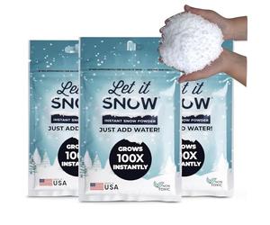 Let it Snow Instant Fake Snow Powder - Made in the USA, Safe & Easy to Use Artificial Snow for Slime, Holiday Decorations, Photography & Sensory Play, 3 Packs, Makes 3 Gallons