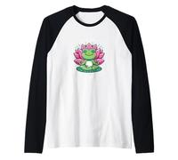 Let Karma Handle It Meditating Frog Lotus Zen Yoga Raglan Baseball Tee