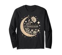 Let Kindness Bloom Celestial Moon Floral Boho Inspirational Long Sleeve T-Shirt
