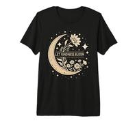 Let Kindness Bloom Celestial Moon Floral Boho Inspirational Premium T-Shirt