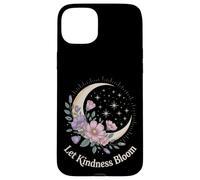 Let Kindness Bloom Floral Crescent Moon Celestial Stars Art Case for iPhone 15 Plus