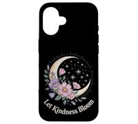 Let Kindness Bloom Floral Crescent Moon Celestial Stars Art Case for iPhone 16