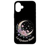 Let Kindness Bloom Floral Crescent Moon Celestial Stars Art Case for iPhone 16 Plus