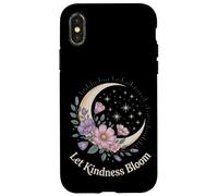 Let Kindness Bloom Floral Crescent Moon Celestial Stars Art Case for iPhone X/XS