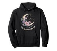 Let Kindness Bloom Floral Crescent Moon Celestial Stars Art Pullover Hoodie