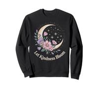 Let Kindness Bloom Floral Crescent Moon Celestial Stars Art Sweatshirt