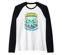Let Loose The Kraken Mythical Sea Monster Kaiwaii Style Raglan Baseball Tee
