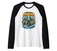 Let Loose The Kraken Mythical Sea Monster Raglan Baseball Tee