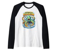 Let Loose The Kraken Mythical Sea Monster Raglan Baseball Tee