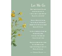 Let Me Go Poem by Christina Rossetti Wall Art Print with Yellow Flowers, Sage Green Background. Size A4